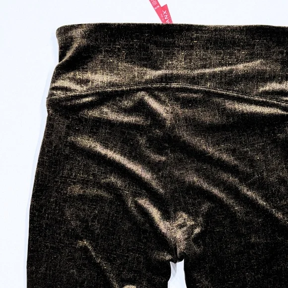 SPANX Velvet Shine Leggings Size M Black Gold Metallic High Rise Party Pants EUC - Picture 3 of 8